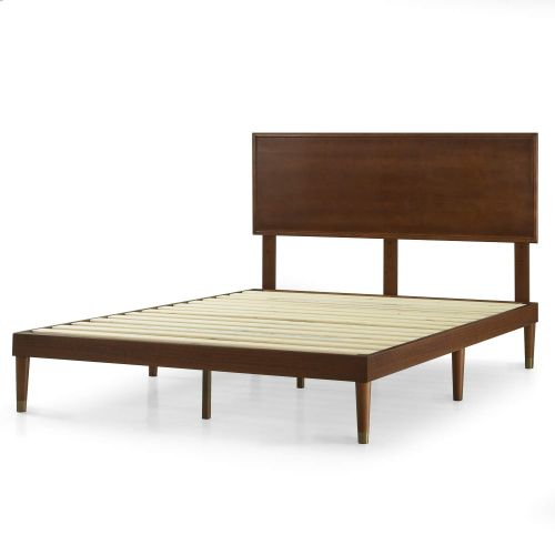  Zinus Deluxe Mid-Century Wood Platform Bed with Adjustable height Headboard, no Box Spring needed, Full