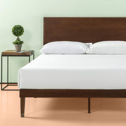  Zinus Deluxe Mid-Century Wood Platform Bed with Adjustable height Headboard, no Box Spring needed, Full