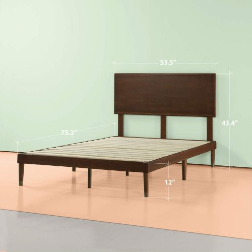  Zinus Deluxe Mid-Century Wood Platform Bed with Adjustable height Headboard, no Box Spring needed, Full