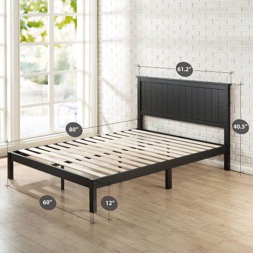  Zinus Santiago Wood Cottage Style Platform Bed with Headboard / No Box Spring Needed / Wood Slat Support, Queen