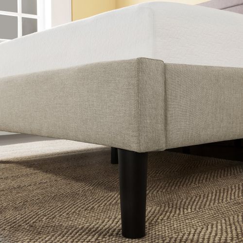  Zinus Mckenzie Upholstered Detailed Platform Bed / Mattress Foundation / Easy Assembly / Strong Wood Slat Support, King