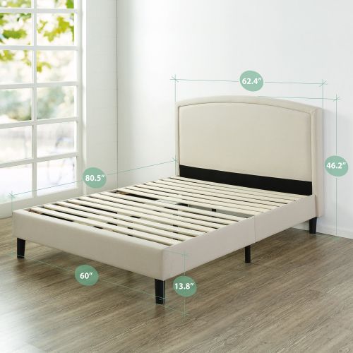  Zinus Kodi Upholstered Arched Platform Bed / Mattress Foundation / Easy Assembly / Strong Wood Slat Support, Queen