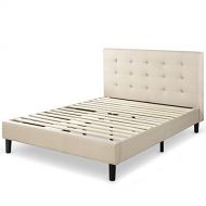Zinus Ibidun Upholstered Button Tufted Platform Bed / Mattress Foundation / Easy Assembly / Strong Wood Slat Support, Queen