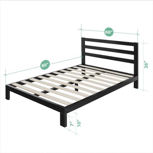  Zinus Arnav Modern Studio 10 Inch Platform 2000H Metal Bed Frame / Mattress Foundation / Wooden Slat Support / With Headboard / Good Design Award Winner, Queen