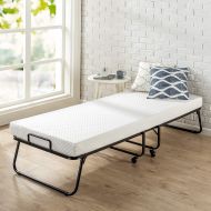 Zinus Roll Away Folding Guest Bed Frame with 4 Inch Comfort Foam Mattress, Standard Twin