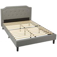 Zinus Kellen Upholstered Scalloped Button Tufted Platform Bed / Mattress Foundation / Easy Assembly / Strong Wood Slat Support, Queen