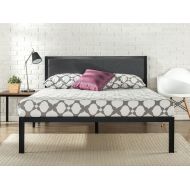 Zinus Korey 14 Inch Platform Metal Bed Frame with Upholstered Headboard / Mattress Foundation / Wood Slat Support, King