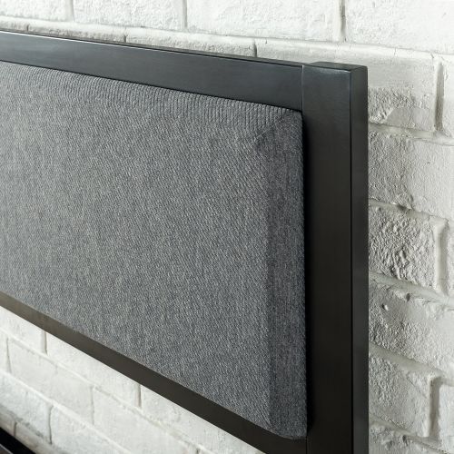  Zinus Korey 14 Inch Platform Metal Bed Frame with Upholstered Headboard / Mattress Foundation / Wood Slat Support, King