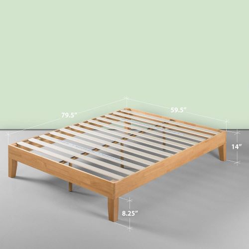  Zinus Moiz 14 Inch Deluxe Wood Platform Bed / No Box Spring Needed / Wood Slat Support / Natural Finish, Queen