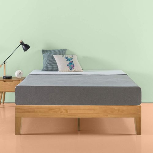  Zinus Moiz 14 Inch Deluxe Wood Platform Bed / No Box Spring Needed / Wood Slat Support / Natural Finish, Queen