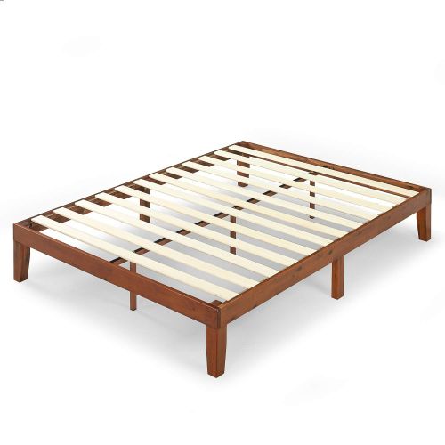  Zinus Wen 12 Inch Wood Platform Bed / No Box Spring Needed / Wood Slat Support / Cherry Finish, King