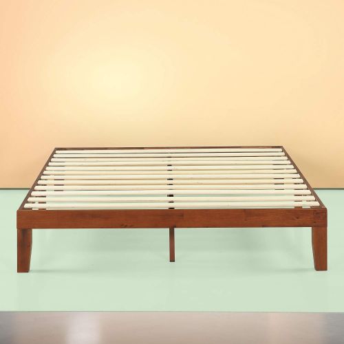  Zinus Wen 12 Inch Wood Platform Bed / No Box Spring Needed / Wood Slat Support / Cherry Finish, King