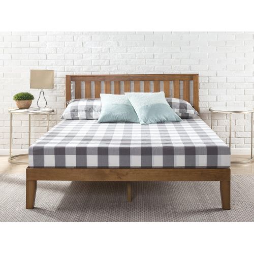  Zinus Alexia 12 Inch Wood Platform Bed with Headboard / No Box Spring Needed / Wood Slat Support / Rustic Pine Finish, Queen