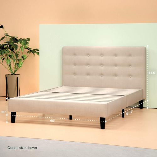  Zinus Ibidun Upholstered Button Tufted Platform Bed / Mattress Foundation / Easy Assembly / Strong Wood Slat Support, King