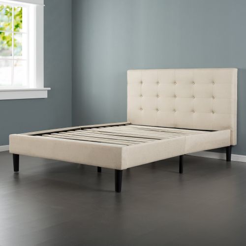  Zinus Ibidun Upholstered Button Tufted Platform Bed / Mattress Foundation / Easy Assembly / Strong Wood Slat Support, Full