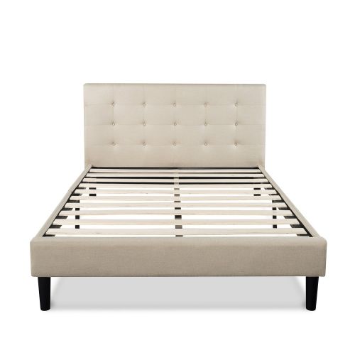  Zinus Ibidun Upholstered Button Tufted Platform Bed / Mattress Foundation / Easy Assembly / Strong Wood Slat Support, Full