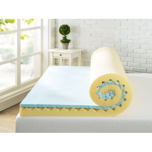  Zinus 4 Inch Swirl Gel Memory Foam Air Flow Topper, Full