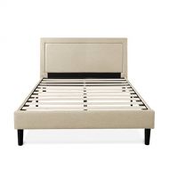 Zinus Mckenzie Upholstered Detailed Platform Bed / Mattress Foundation / Easy Assembly / Strong Wood Slat Support, Full