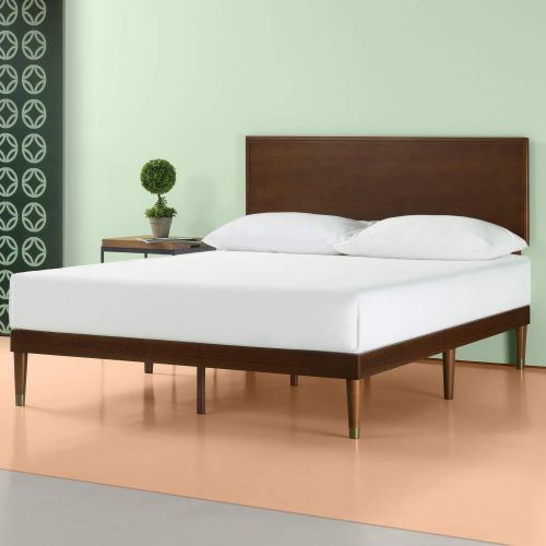  Zinus Deluxe Mid-Century Wood Platform Bed with Adjustable height Headboard, no Box Spring needed, Twin