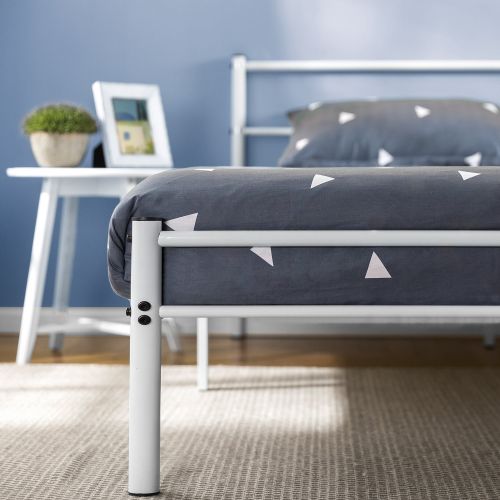  Zinus Geraldine 12 inch White Metal Platform Bed Frame with Headboard and Footboard / Premium Steel Slat Support / Mattress Foundation, Twin