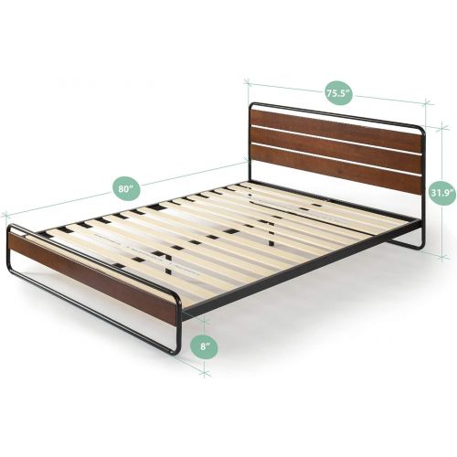  Zinus Therese Metal and Wood Platform Bed with Wood Slat Support, King