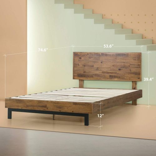  Zinus Tricia Platform Bed / Mattress Foundation / Box Spring Replacement / Brown, Full