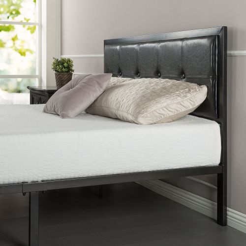  Zinus Cherie Faux Leather Classic Platform Bed Frame with Steel Support Slats, Queen