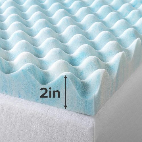  Zinus 2 Inch Swirl Gel Memory Foam Convoluted Mattress Topper / Cooling, Airflow Design / CertiPUR-US Certified, Full
