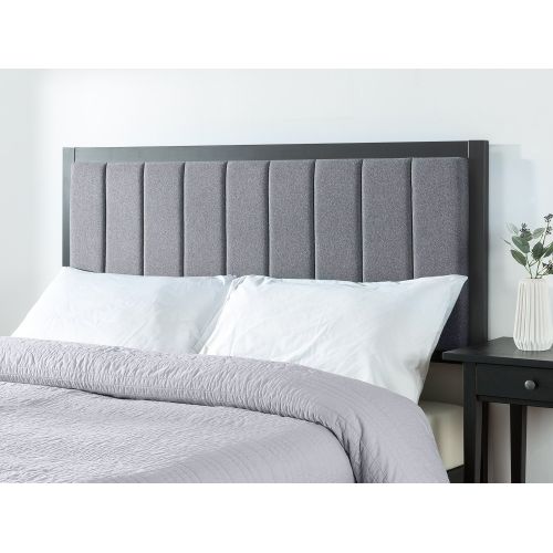  Zinus Anuar Banded Grey Upholstered Metal Headboard, Queen