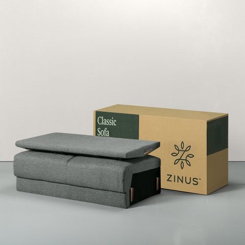  Zinus Jackie Classic Upholstered 53.5 Inch Sofa Couch / Loveseat, Grey Hint Green