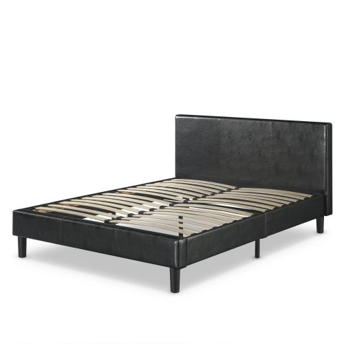  Zinus Jade Faux Leather Upholstered Platform Bed / Mattress Foundation / Easy Assembly / Strong Wood Slat Support / Black, Full