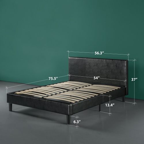  Zinus Jade Faux Leather Upholstered Platform Bed / Mattress Foundation / Easy Assembly / Strong Wood Slat Support / Black, Full