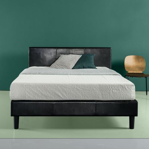  Zinus Jade Faux Leather Upholstered Platform Bed / Mattress Foundation / Easy Assembly / Strong Wood Slat Support / Black, Full