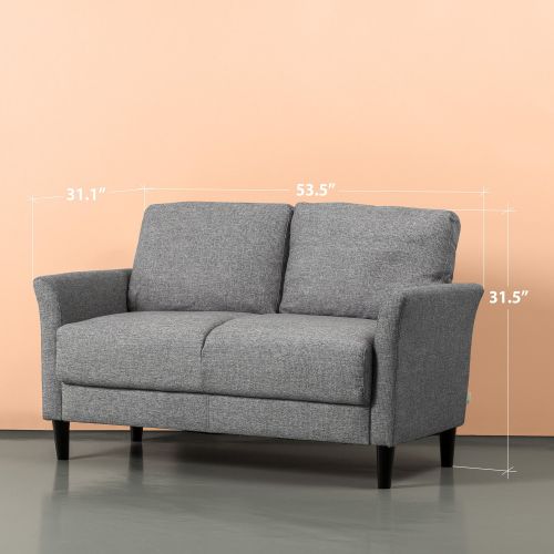  Zinus Jackie Classic Upholstered 53.5 Inch Sofa Couch / Loveseat, Soft Grey