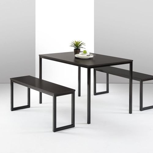  Zinus Louis Modern Studio Collection Soho Dining Table with Two Benches  3 piece set, Espresso