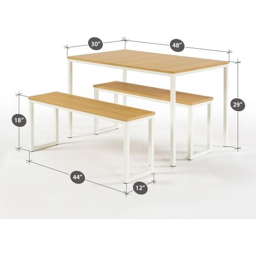  Zinus Louis Modern Studio Collection Soho Dining Table with Two Benches  3 piece set, Espresso