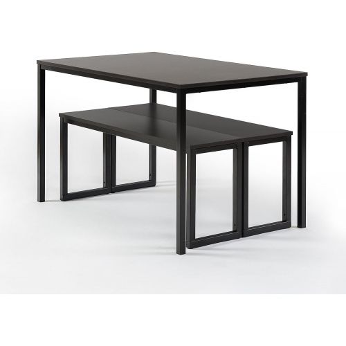  Zinus Louis Modern Studio Collection Soho Dining Table with Two Benches  3 piece set, Espresso