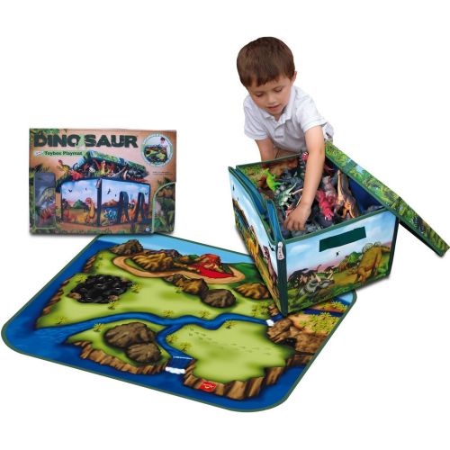  [아마존베스트]ZipBin 160 Dinosaur Collector Toy Box & Play set w/2 Dinosaurs
