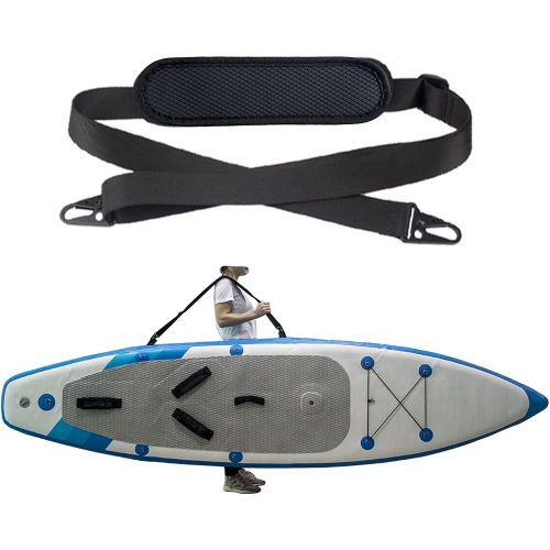  ZipSeven SUP Carrier Shoulder Strap Adjustable Carrying Sling Paded Bag Belt for Surfing and Paddle Board with Metal Hooks Accessories - Black