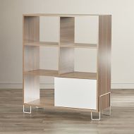 Zipcode Design Erica Cube Unit Bookcase with Open Shelves and Sliding Color Door Made of Solid and Manufactured Wood in Oak/White Finish 38.59 H x 31.69 W x 12.99 D in.