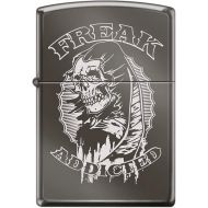 Freak Addicted Skull Grim Reaper - Engraved Black Ice Zippo Lighter