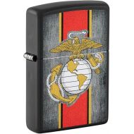 Zippo Lighter: USMC Marines Color Logo - Black Matte 81254