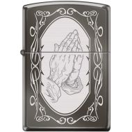 Praying Hands - Engraved Black Ice Zippo Lighter