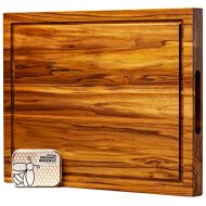 Ziruma Large Prime Teak Wood Cutting Board Cured with Pure Beeswax, Lemon and Linseed Oil 20x15 x 1.5 in Extra Wood Moisturizer Included