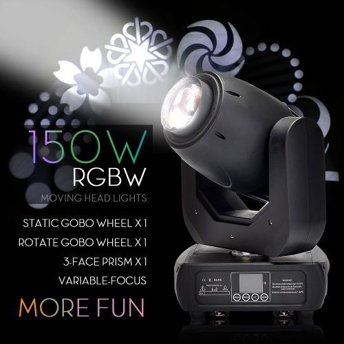  Zitalighting 150W Moving Head Lights RGBW 8 Colors LED Light DMX512 Gobo Spot DJ Lighting Beam Wash Spot Stage light Christmas Party Wedding Live Show Lighting