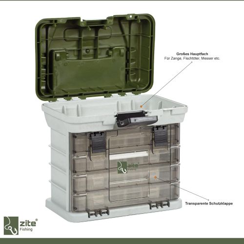 [아마존베스트]Zite Fishing Large 3 Loading Fishing Tackle Case - 3 Extendable Compartments - Adjustable Dividers