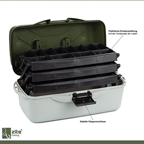  [아마존베스트]Zite Fishing Tackle Case Large - Tool Case with 3 Drawers - Tool Box & Fishing Box for Fishing Accessories 50 x 25 x 25 cm