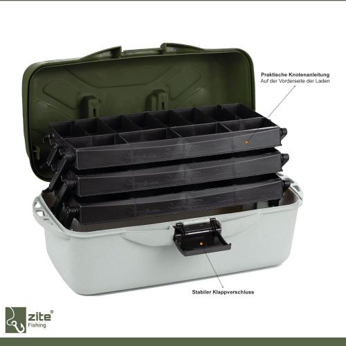  [아마존베스트]Zite Fishing Tackle Case Large - Tool Case with 3 Drawers - Tool Box & Fishing Box for Fishing Accessories 50 x 25 x 25 cm