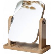 Zivfox Wooden Desktop Makeup Mirror HD Surface Vanity Mirror Beauty Mirror with Wood Frame for Family Student Dormitory