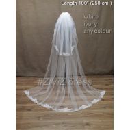 /Zivizdress Wedding veil, Cathedral veil, Ivory veil, White veil, Vail, Lace wedding veil, Two tiers veil